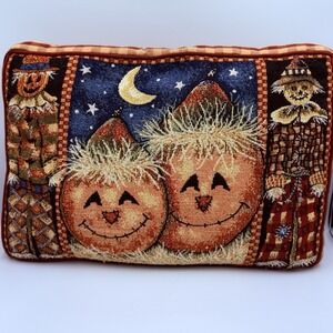 Harvest Pumpkin Scarecrow Fall Throw Pillow‎ Autumn Thanksgiving Decor 19" X 14"